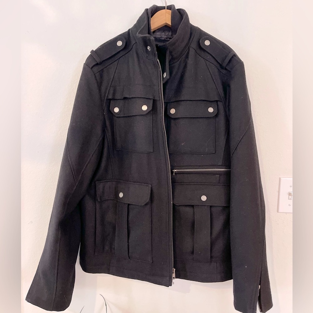 Pea Coat, Black Rivet